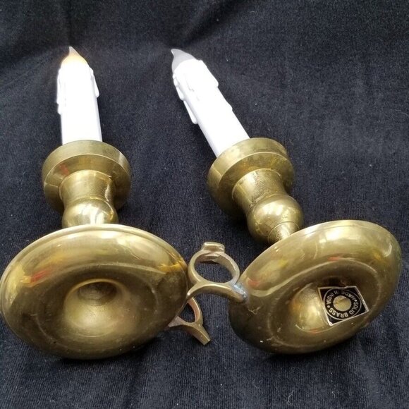 Vintage Solid Brass Candlesticks Battery Operated Twist Gold Handle 10.5" Lot 2 - Picture 10 of 12